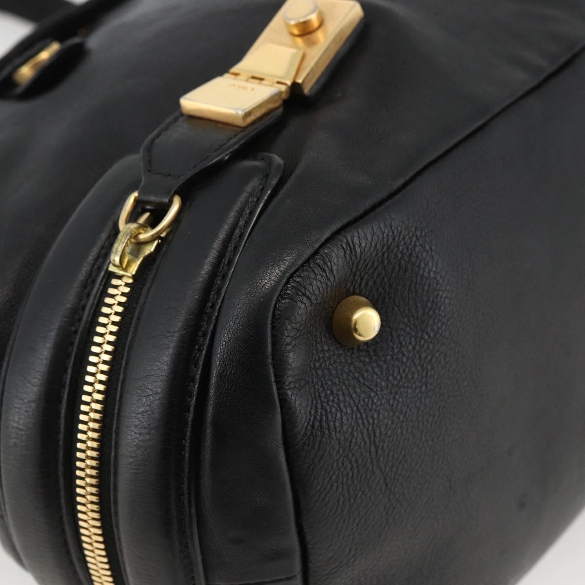 Chloe Hand Bag Leather Black Gold Auth BA11087