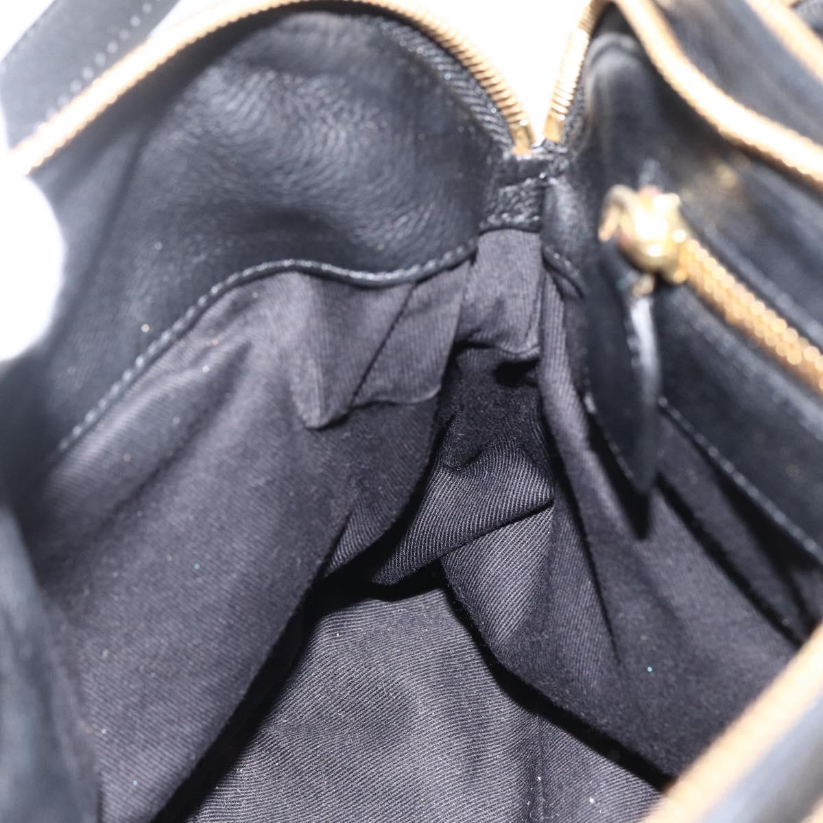 Chloe Hand Bag Leather Black Gold Auth BA11087