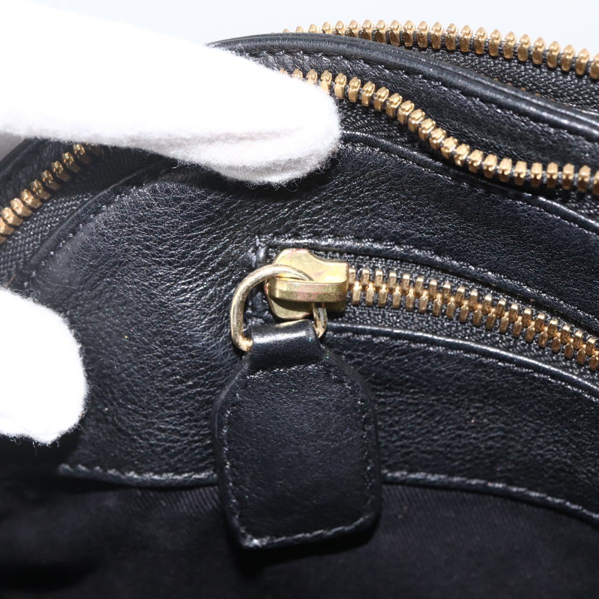 Chloe Hand Bag Leather Black Gold Auth BA11087