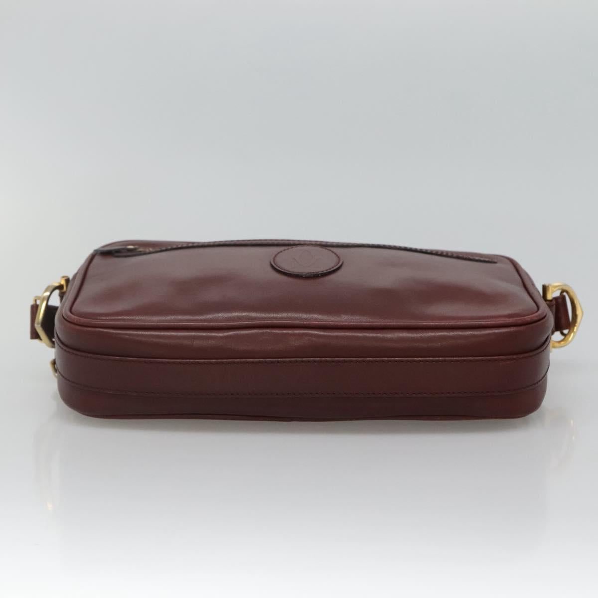 CARTIER Must Line Shoulder Bag Leather Bordeaux Gold Auth BA111