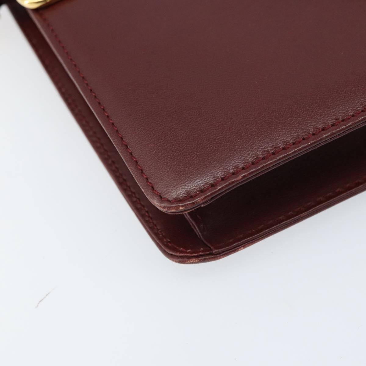 CARTIER Must Line Shoulder Bag Leather Bordeaux Gold Auth BA11108
