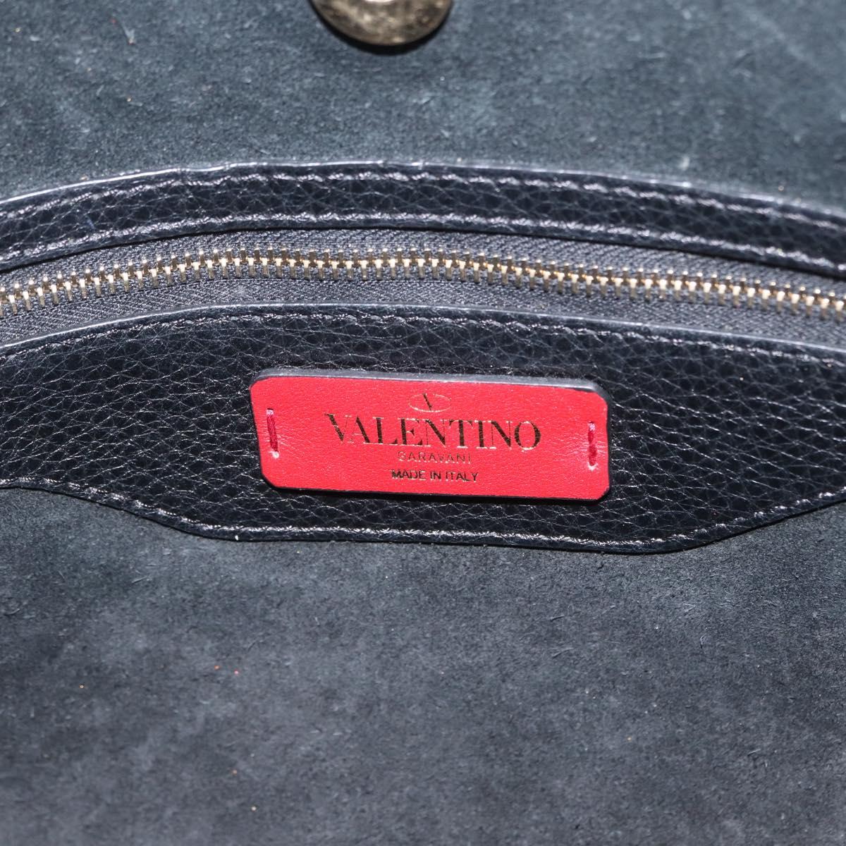 VALENTINO Rock Studs Tote Bag Leather Black Silver Auth BA11109