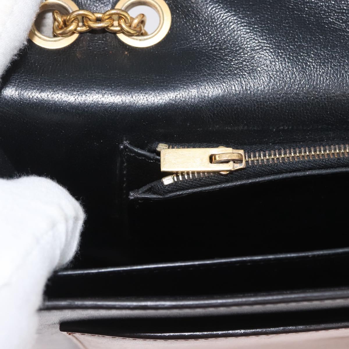 CELINE Large Flap Chain Shoulder Bag Leather Multicolor Gold Auth BA11111