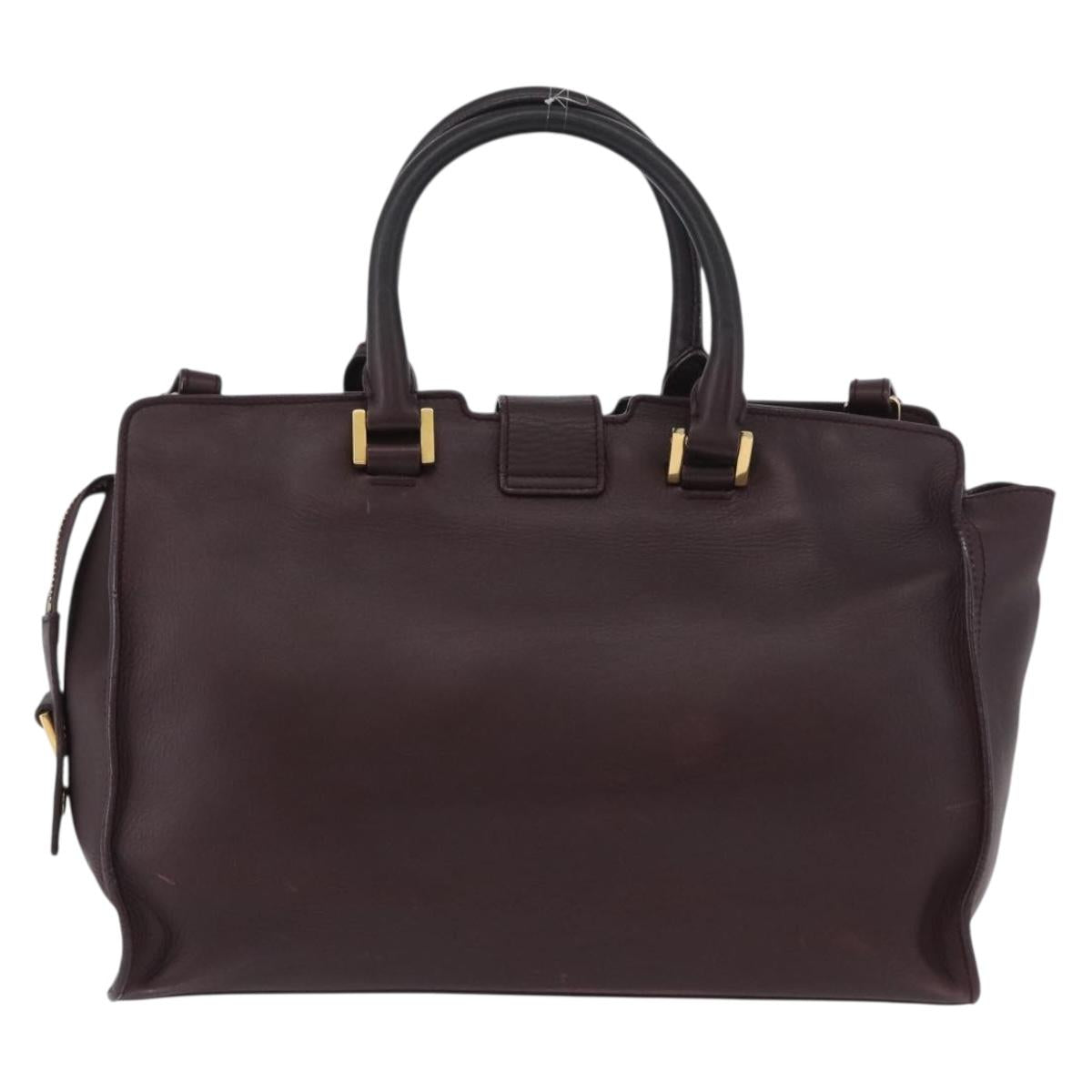 SAINT LAURENT petit cabas Hand Bag Leather 2way Purple Gold Auth BA11112