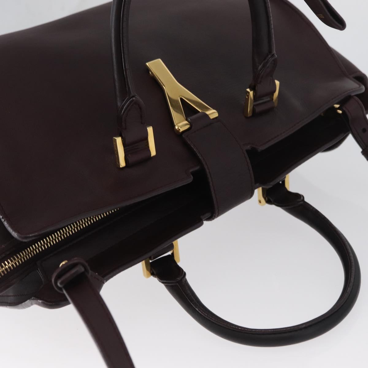 SAINT LAURENT petit cabas Hand Bag Leather 2way Purple Gold Auth BA11112