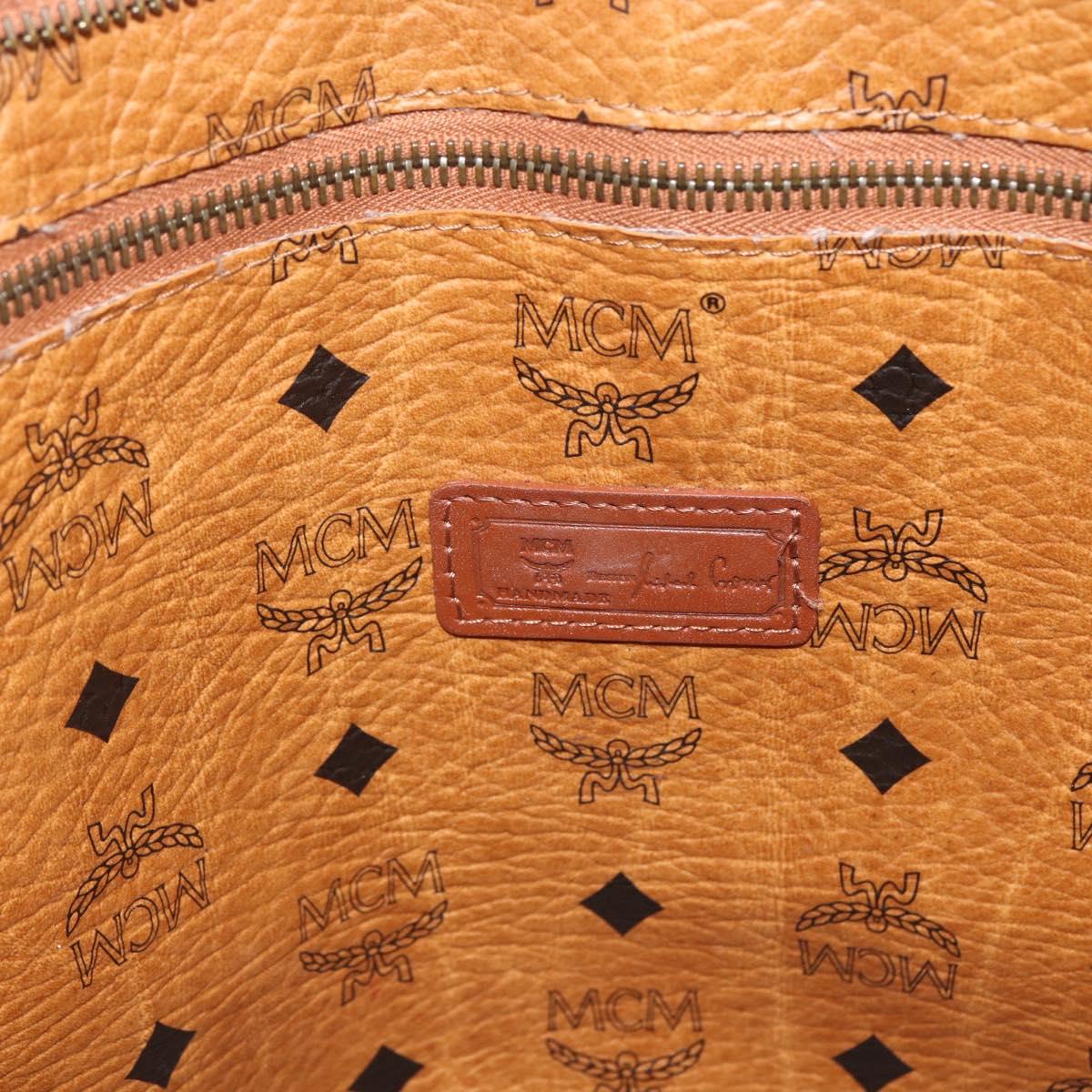 MCM Logogram Vicetos Tote Bag PVC Brown Gold Auth BA11113