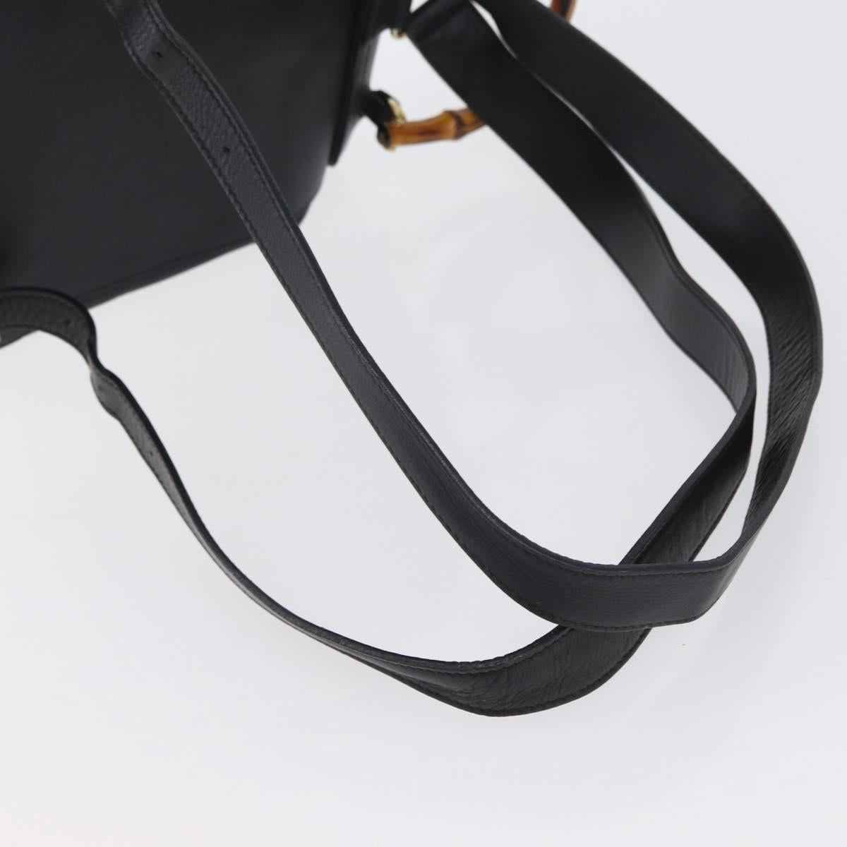GUCCI Bamboo Backpack Leather Black Gold 003 2058 0016 Auth BA11115