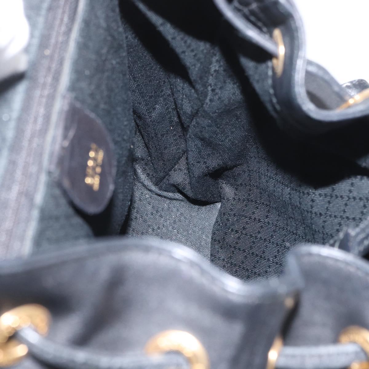 GUCCI Bamboo Backpack Leather Black Gold 003 2058 0016 Auth BA11115