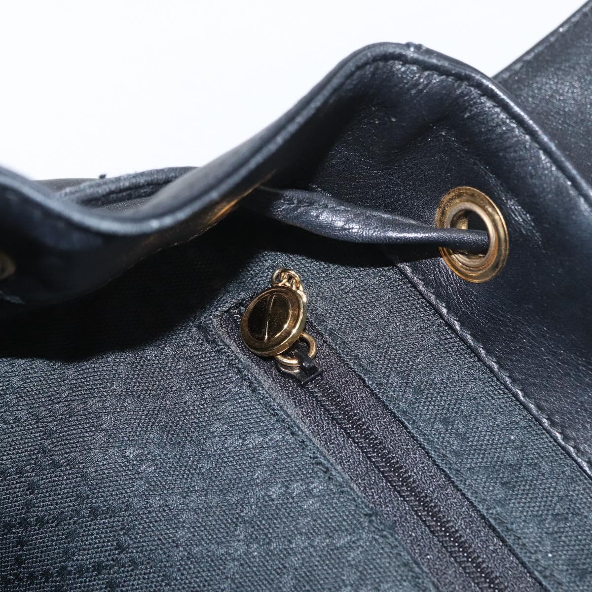 GUCCI Bamboo Backpack Leather Black Gold 003 2058 0016 Auth BA11115