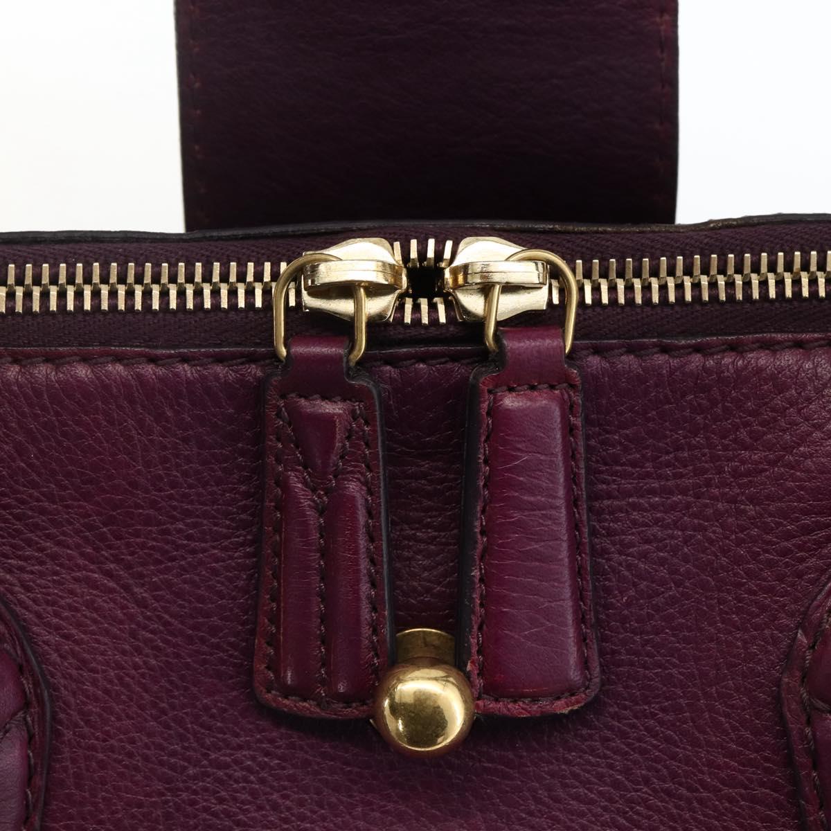 SAINT LAURENT Hand Bag Leather Purple Gold 274766 Auth BA11116V
