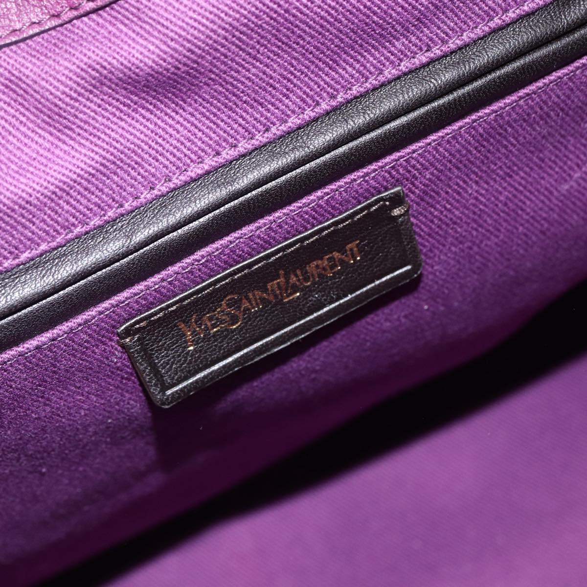 SAINT LAURENT Hand Bag Leather Purple Gold 274766 Auth BA11116V