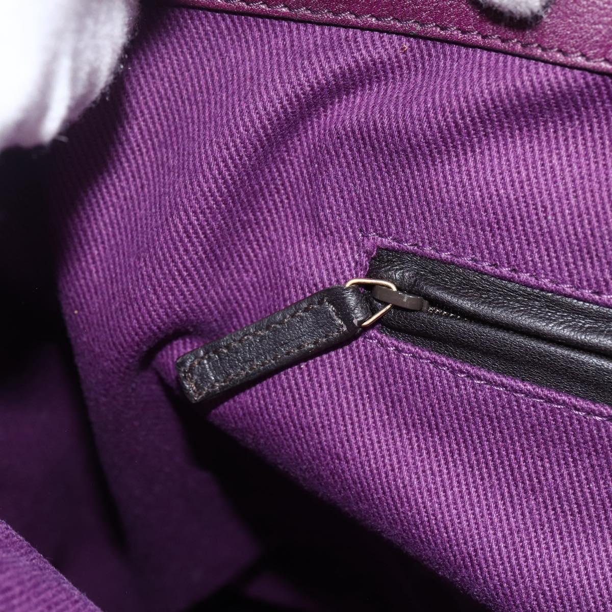 SAINT LAURENT Hand Bag Leather Purple Gold 274766 Auth BA11116V