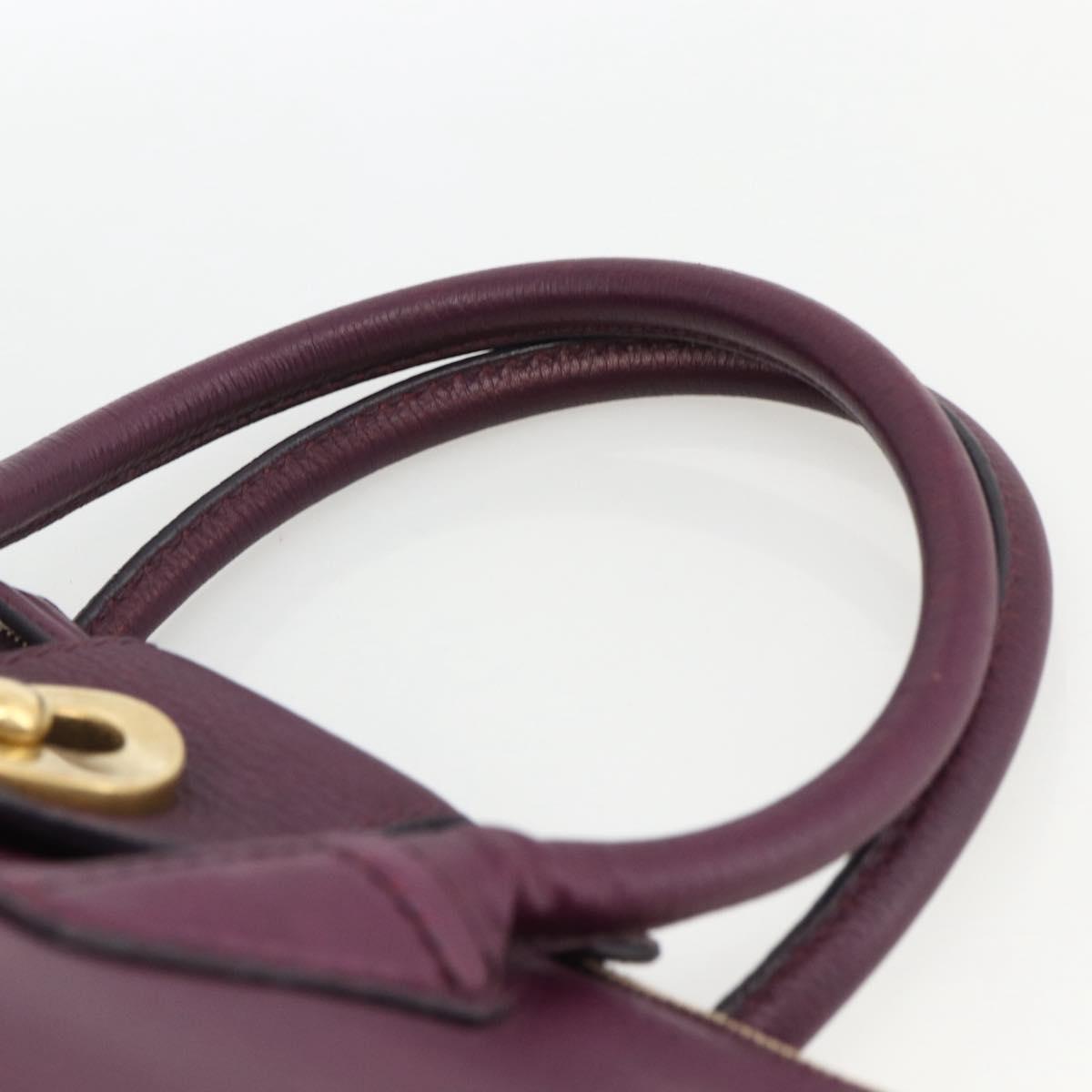 SAINT LAURENT Hand Bag Leather Purple Gold 274766 Auth BA11116V
