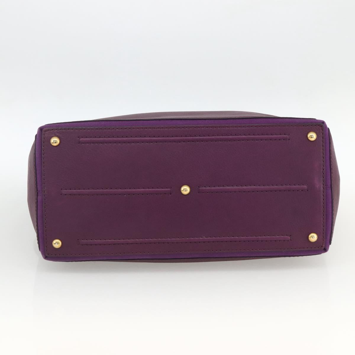 SAINT LAURENT Hand Bag Leather Purple Gold 274766 Auth BA11116V