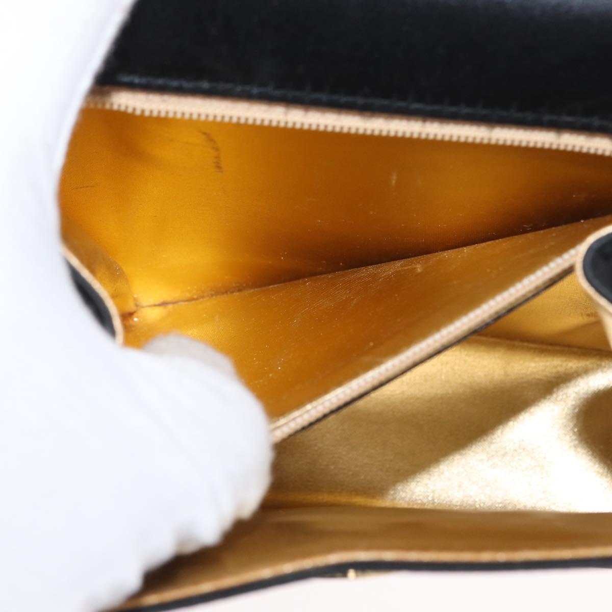 Salvatore Ferragamo Vala Shoulder Bag Satin Black Gold Auth BA11117