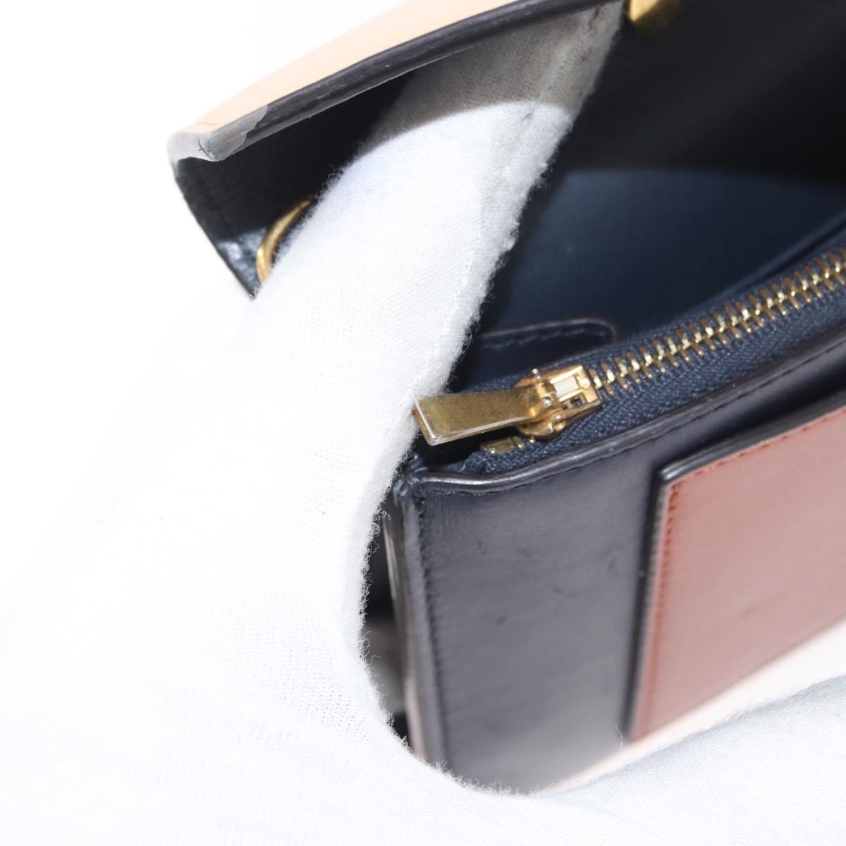 CELINE Trifold Wallet Chain Bag Leather Multicolor Gold Auth BA11127
