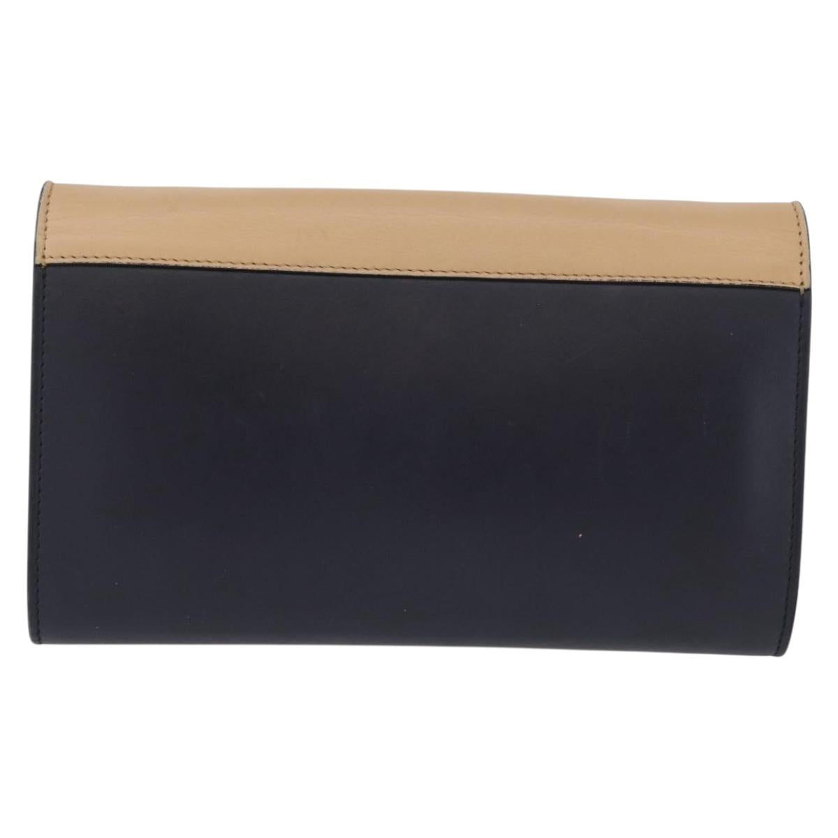 CELINE Trifold Wallet Chain Bag Leather Multicolor Gold Auth BA11127