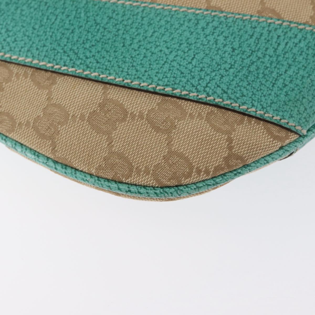 GUCCI GG Canvas Shoulder Bag Beige Mint Green Silver 124357 Auth BA11129