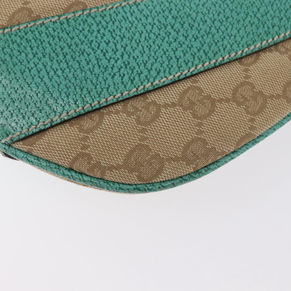 GUCCI GG Canvas Shoulder Bag Beige Mint Green Silver 124357 Auth BA11129