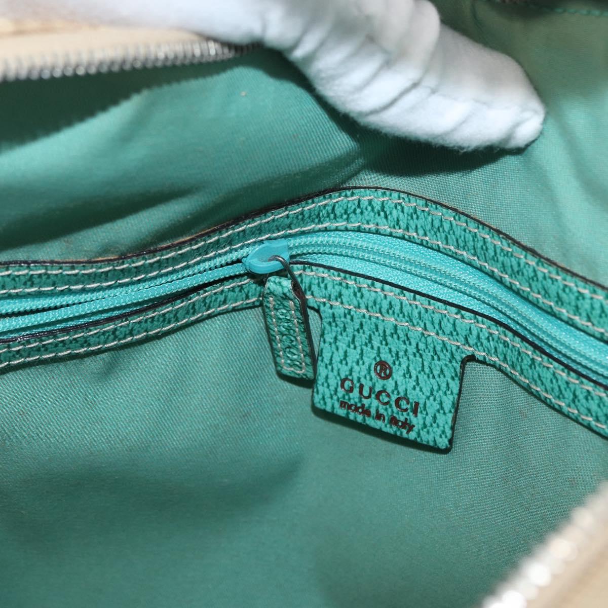 GUCCI GG Canvas Shoulder Bag Beige Mint Green Silver 124357 Auth BA11129