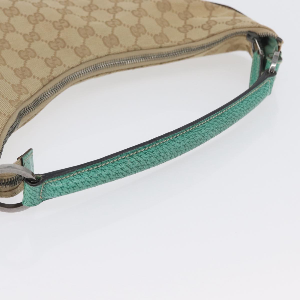 GUCCI GG Canvas Shoulder Bag Beige Mint Green Silver 124357 Auth BA11129