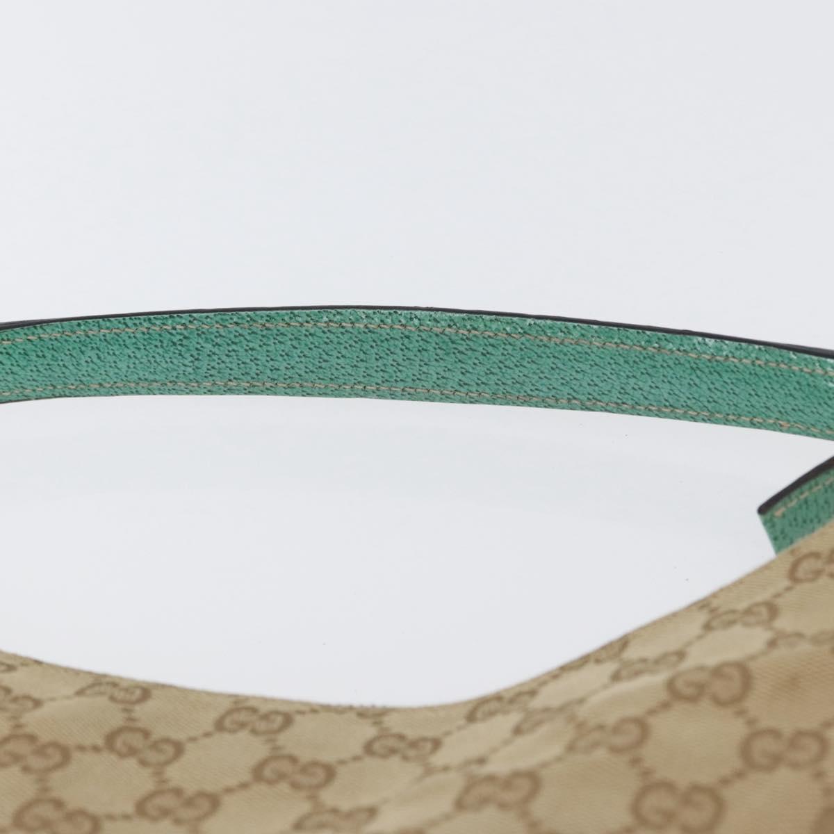 GUCCI GG Canvas Shoulder Bag Beige Mint Green Silver 124357 Auth BA11129