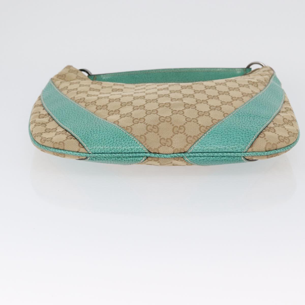 GUCCI GG Canvas Shoulder Bag Beige Mint Green Silver 124357 Auth BA11129