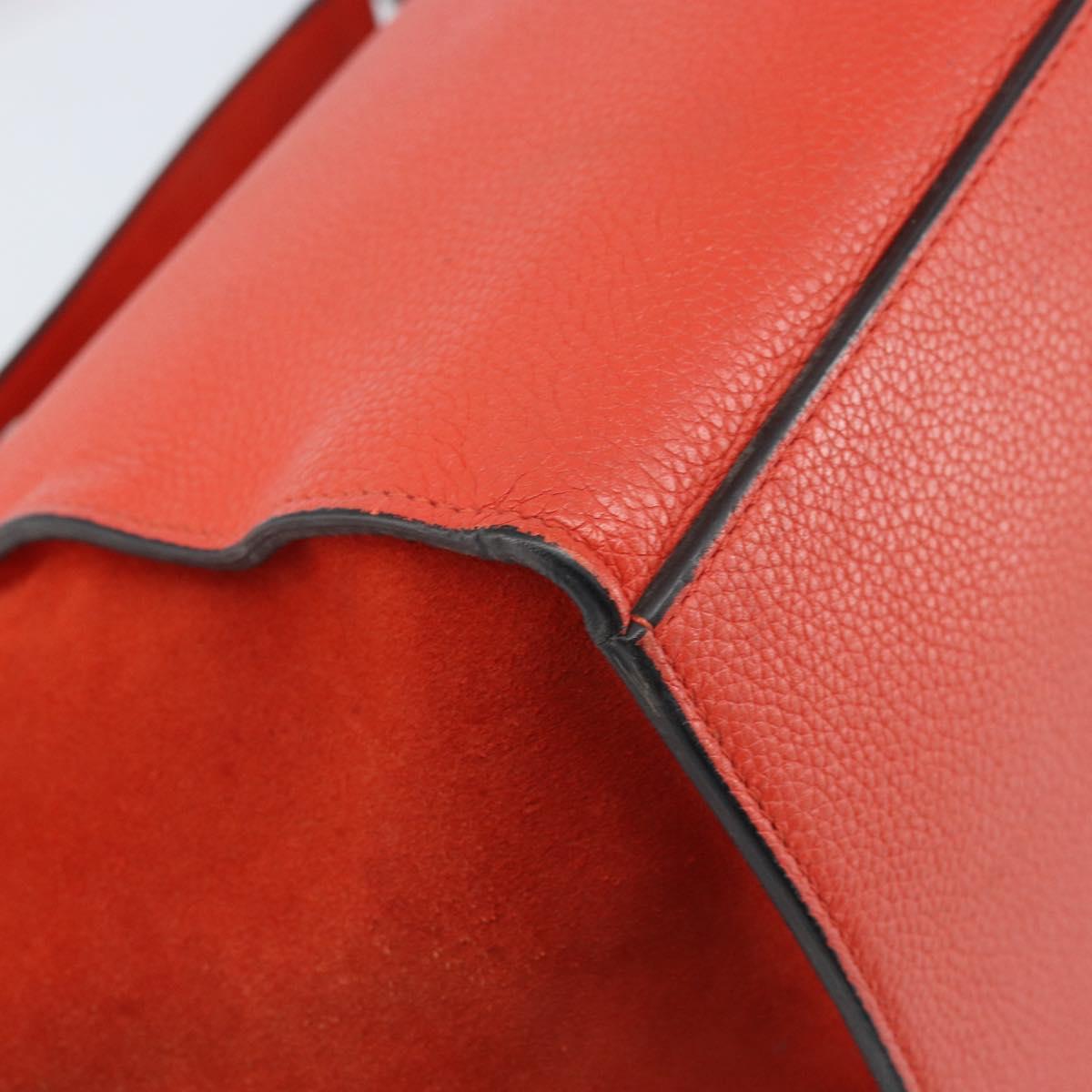 CELINE Trapeze Hand Bag Leather 2way Red Silver Auth BA11130