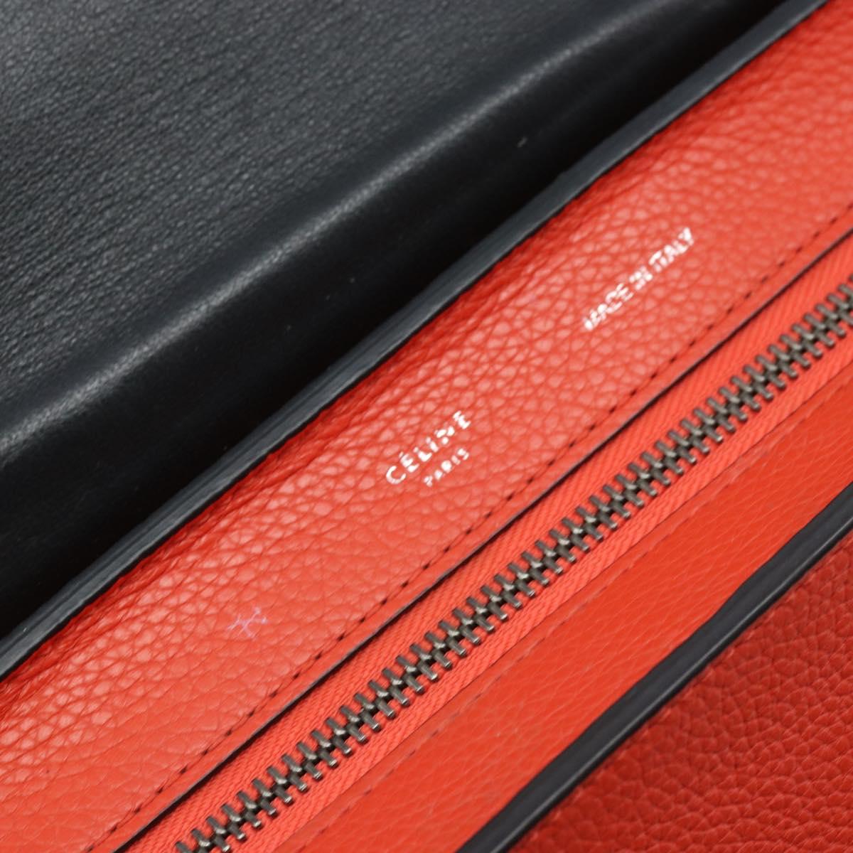 CELINE Trapeze Hand Bag Leather 2way Red Silver Auth BA11130