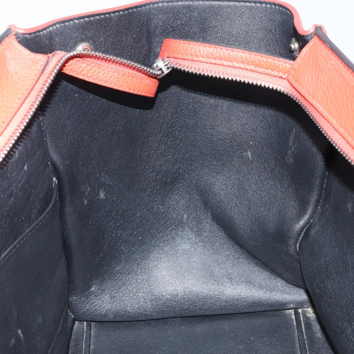 CELINE Trapeze Hand Bag Leather 2way Red Silver Auth BA11130