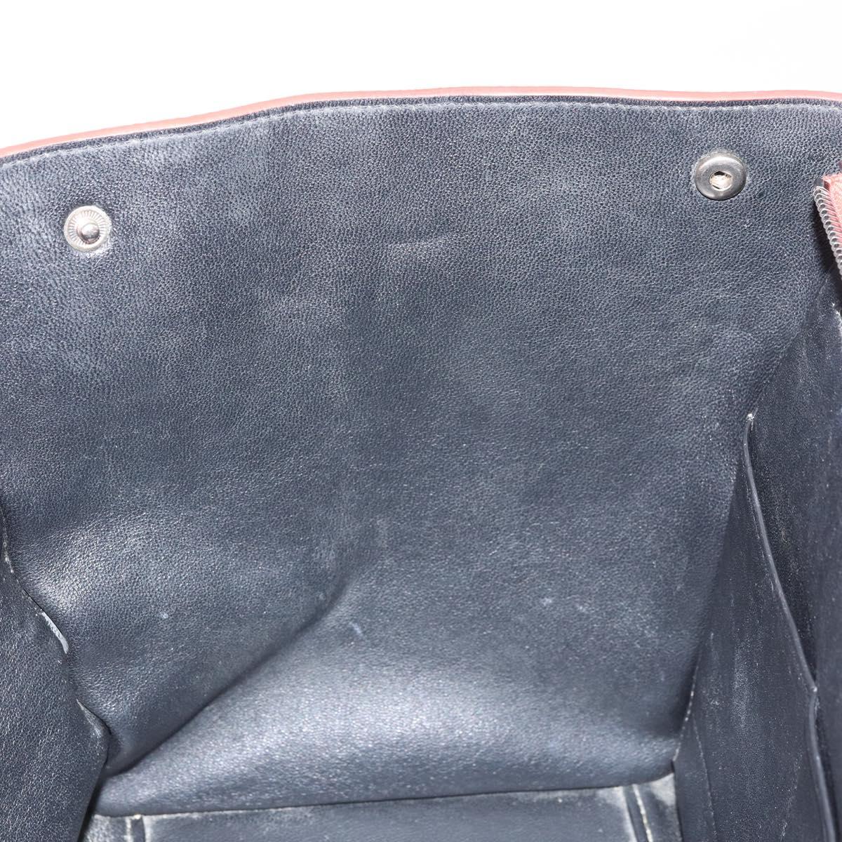 CELINE Trapeze Hand Bag Leather 2way Red Silver Auth BA11130