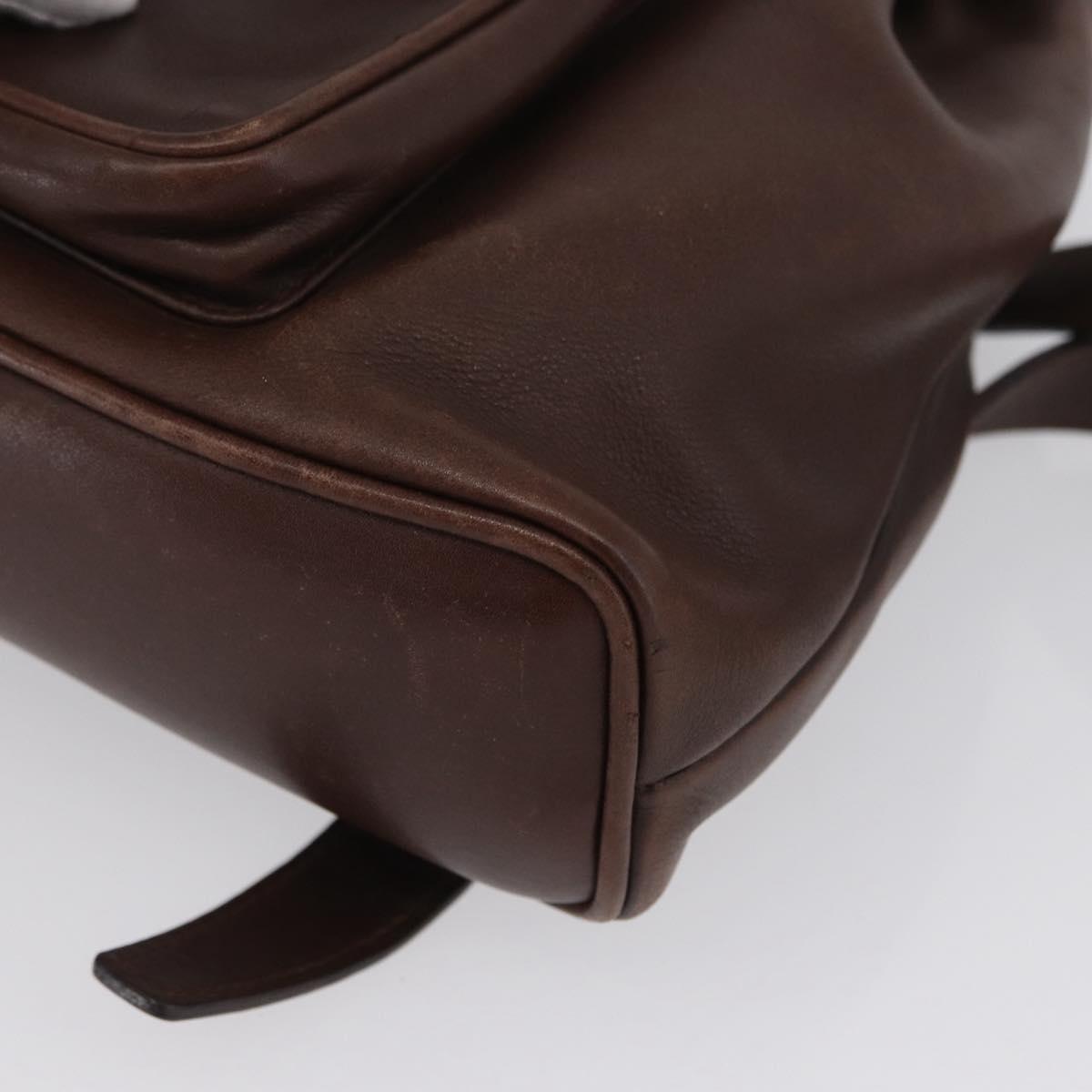 GUCCI Bamboo Backpack Leather Brown Gold 003 2058 0030 Auth BA11134