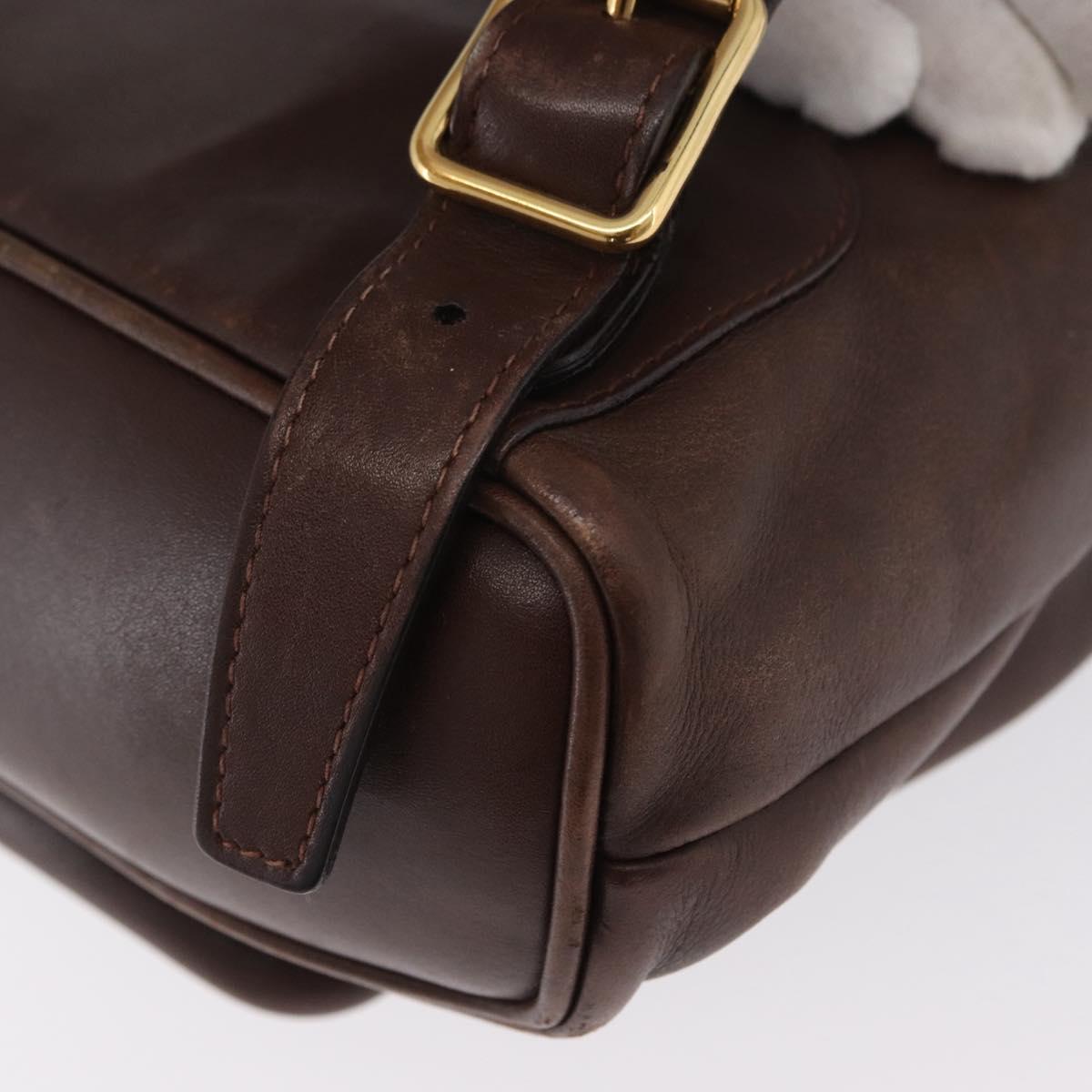 GUCCI Bamboo Backpack Leather Brown Gold 003 2058 0030 Auth BA11134