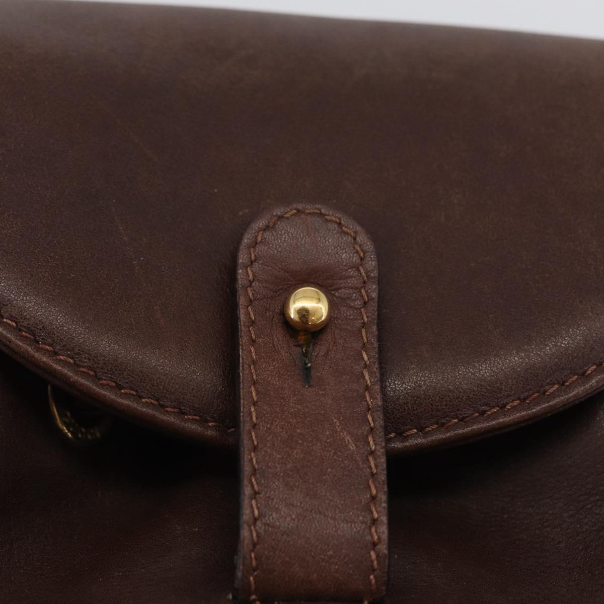 GUCCI Bamboo Backpack Leather Brown Gold 003 2058 0030 Auth BA11134