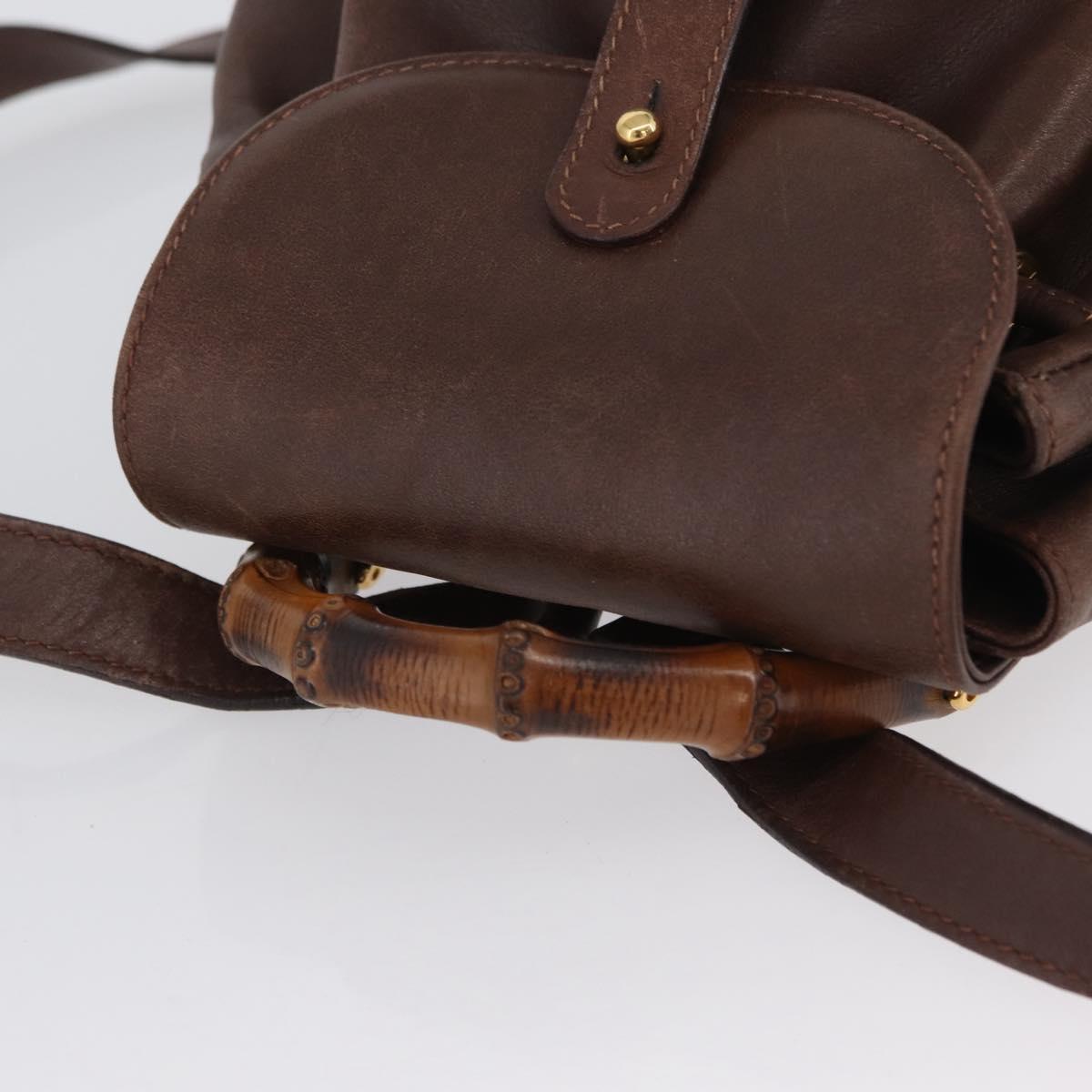 GUCCI Bamboo Backpack Leather Brown Gold 003 2058 0030 Auth BA11134