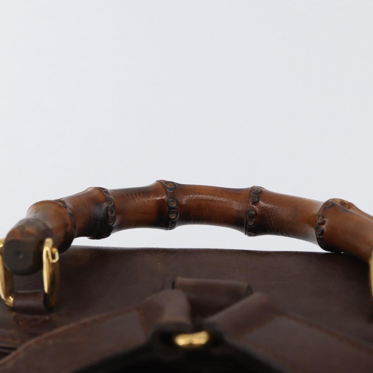 GUCCI Bamboo Backpack Leather Brown Gold 003 2058 0030 Auth BA11134