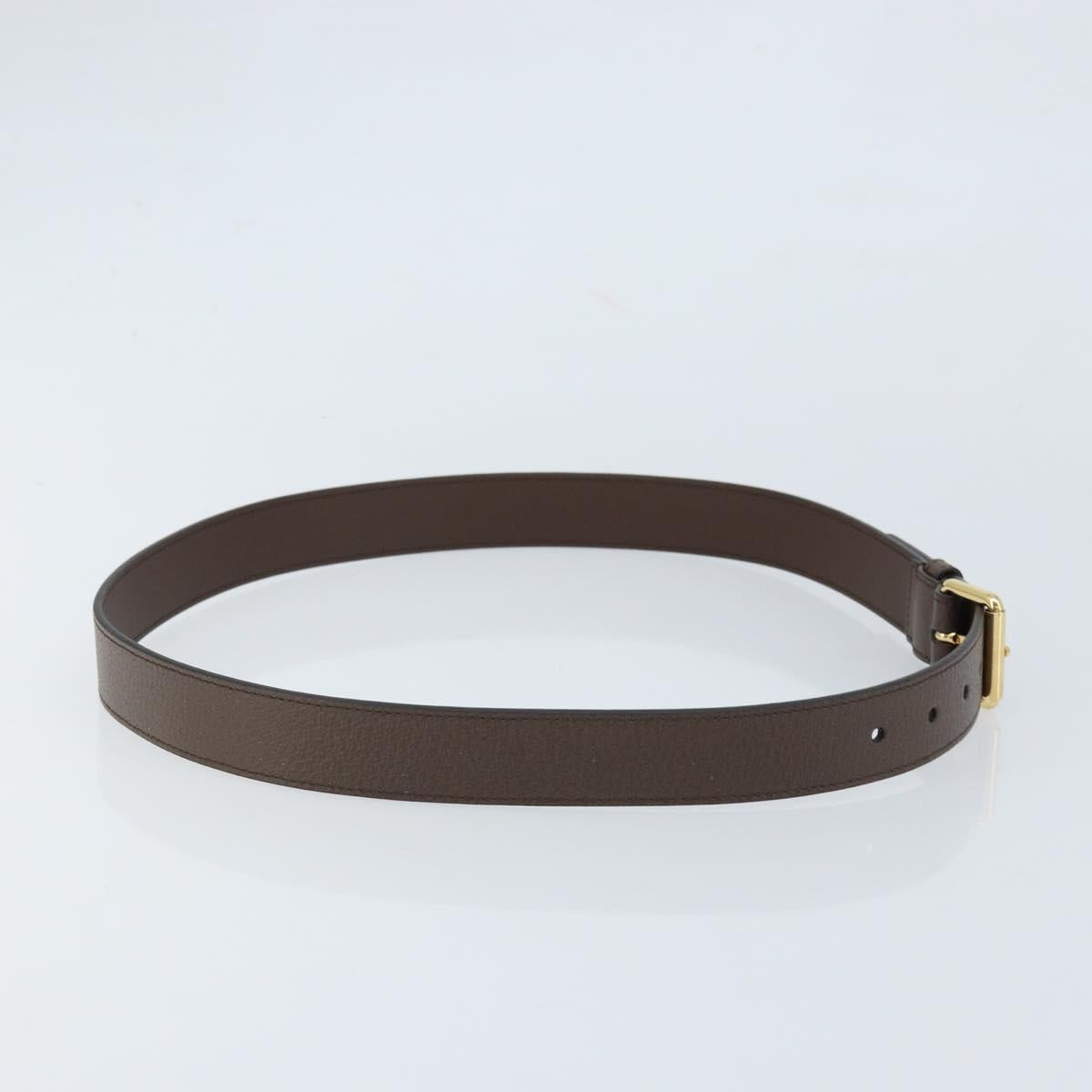 GUCCI Belt Leather 38.6"" Brown Gold Auth BA11143