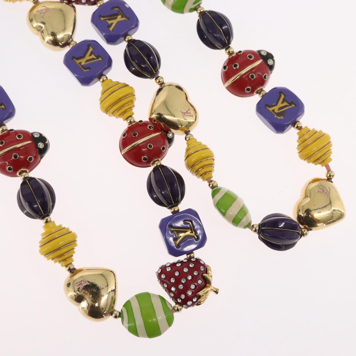 LOUIS VUITTON Brasserie Phrase Necklace Metal Multicolor LV Auth BA11148V