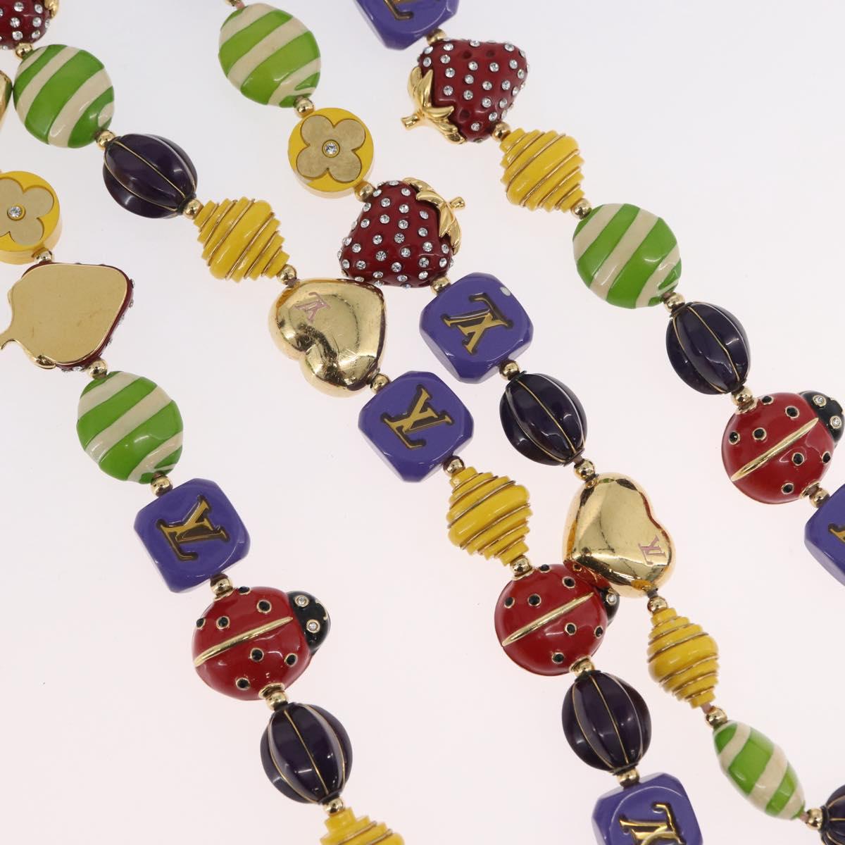 LOUIS VUITTON Brasserie Phrase Necklace Metal Multicolor LV Auth BA11148V