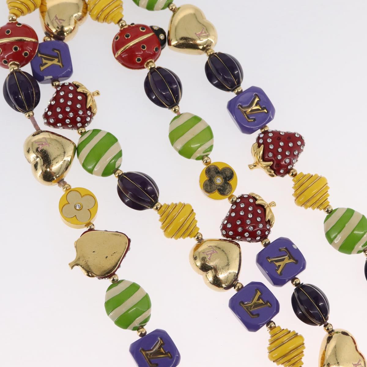 LOUIS VUITTON Brasserie Phrase Necklace Metal Multicolor LV Auth BA11148V