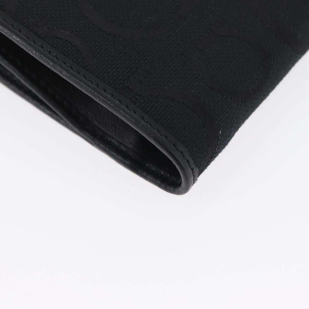 Salvatore Ferragamo Gancini Compact Wallet Nylon Leather Black Auth BA11154V