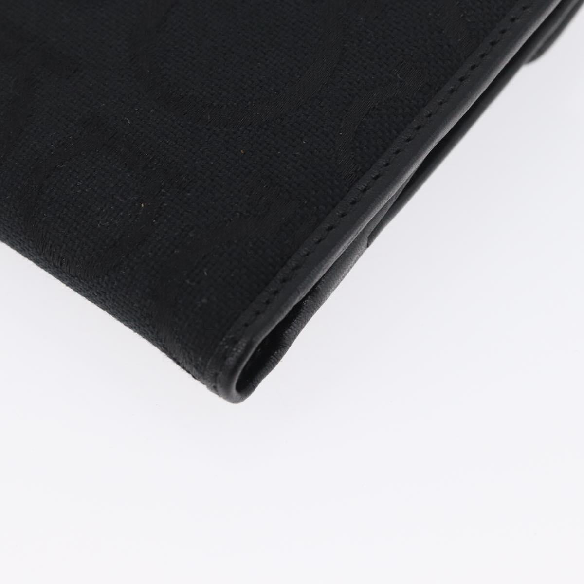 Salvatore Ferragamo Gancini Compact Wallet Nylon Leather Black Auth BA11154V