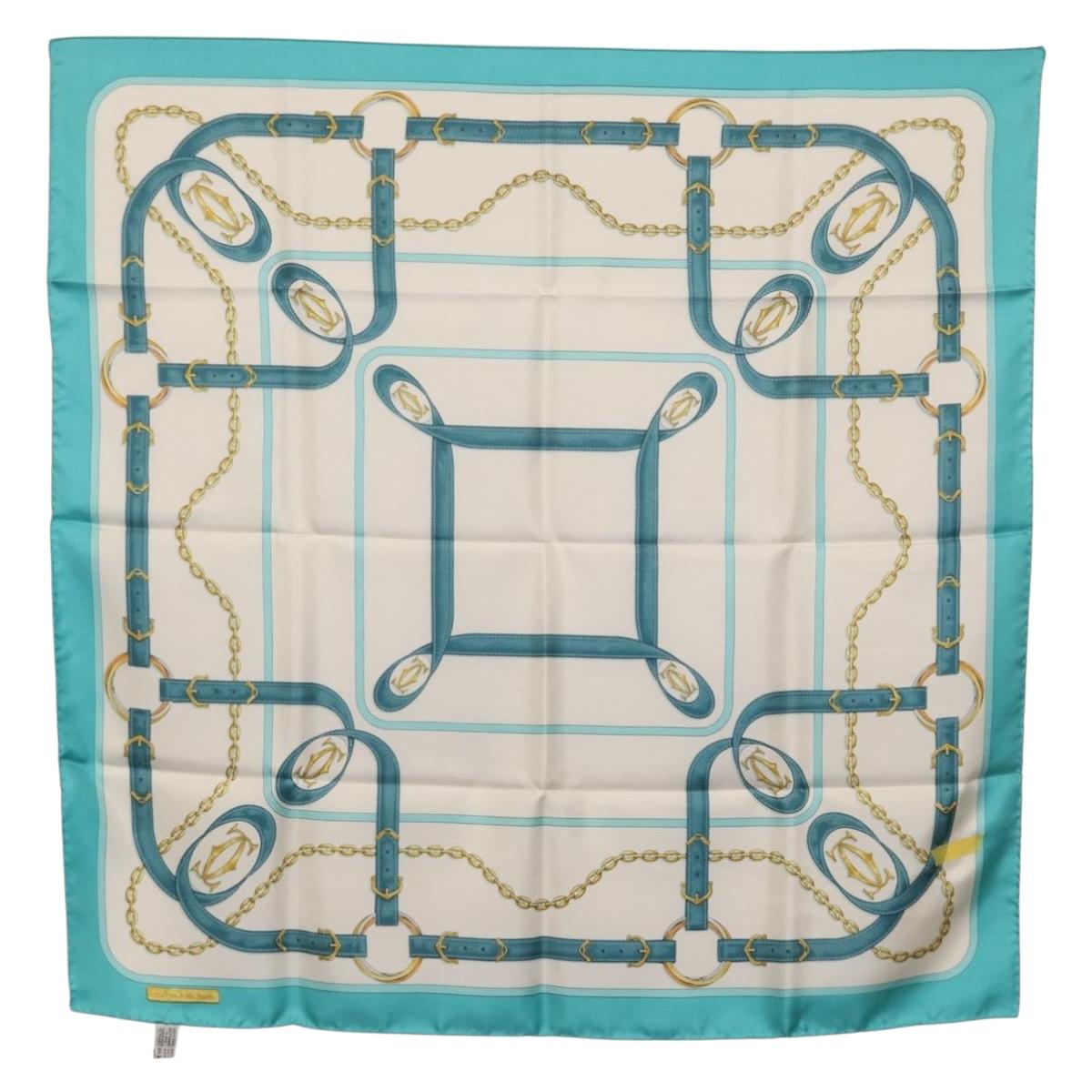 CARTIER Scarf Silk Light Blue Auth BA11162V