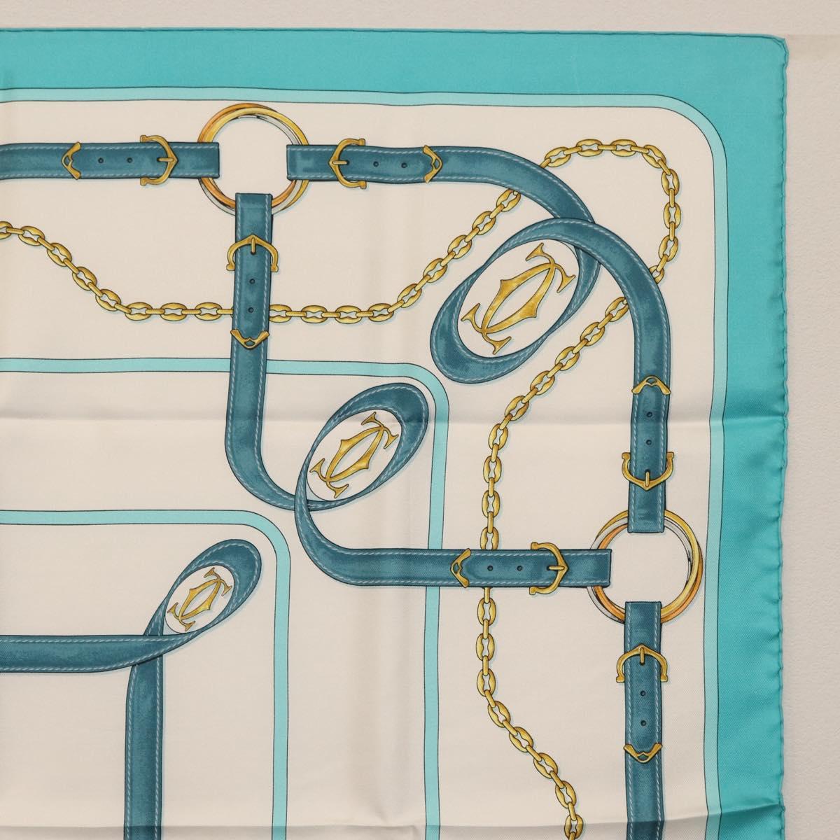 CARTIER Scarf Silk Light Blue Auth BA11162V
