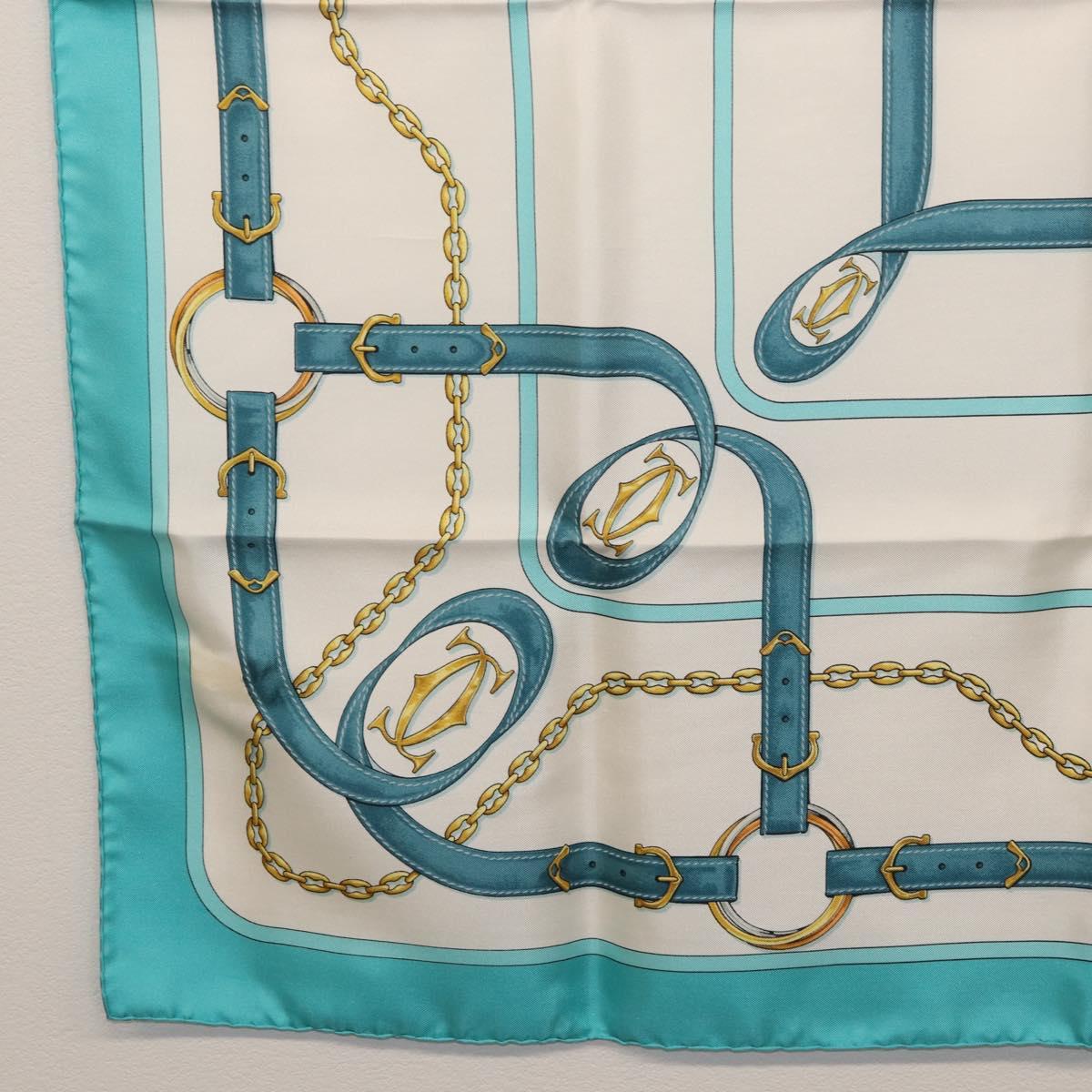 CARTIER Scarf Silk Light Blue Auth BA11162V
