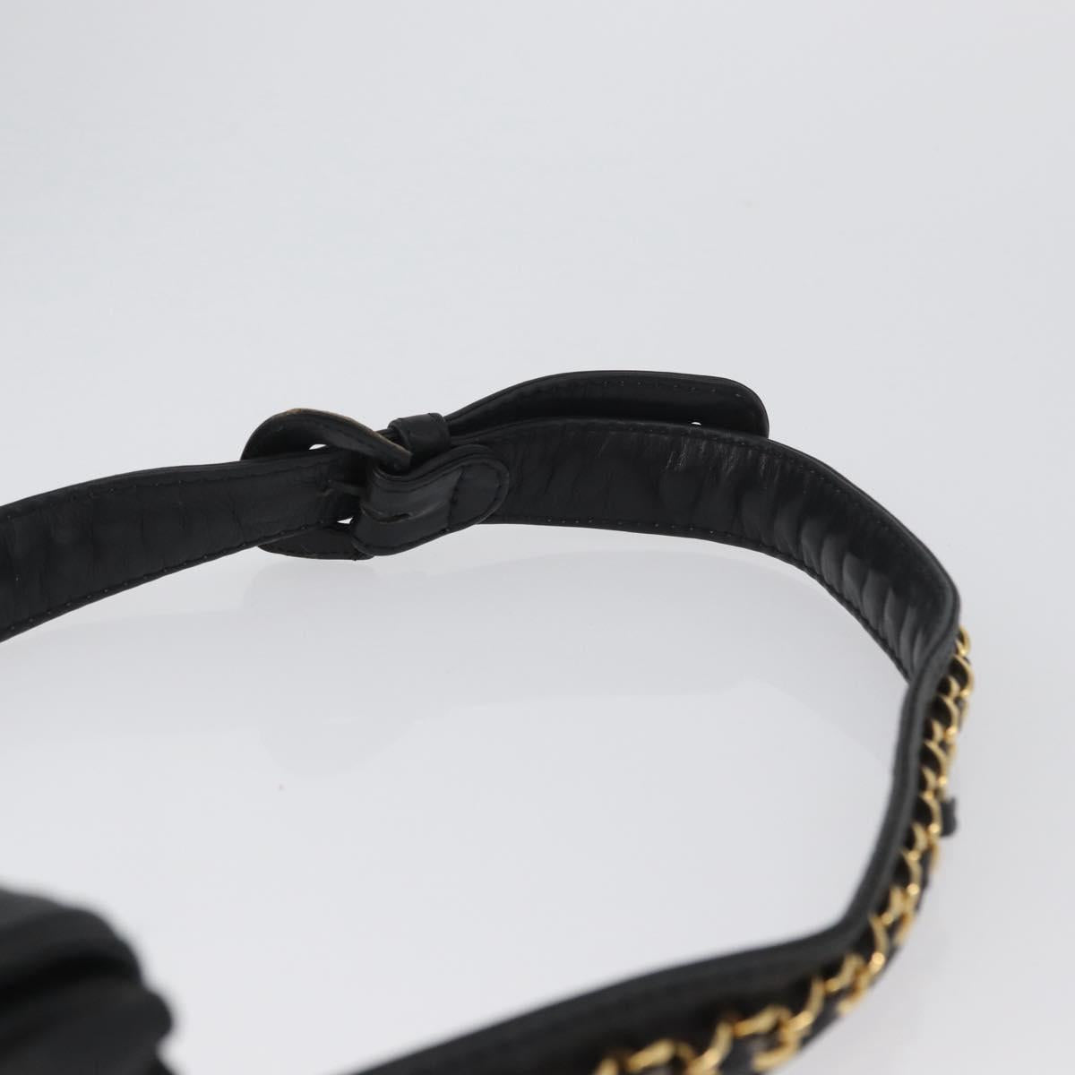 CHANEL COCO Mark Chain Waist Bag Lamb Skin Black Gold CC Auth BA11165