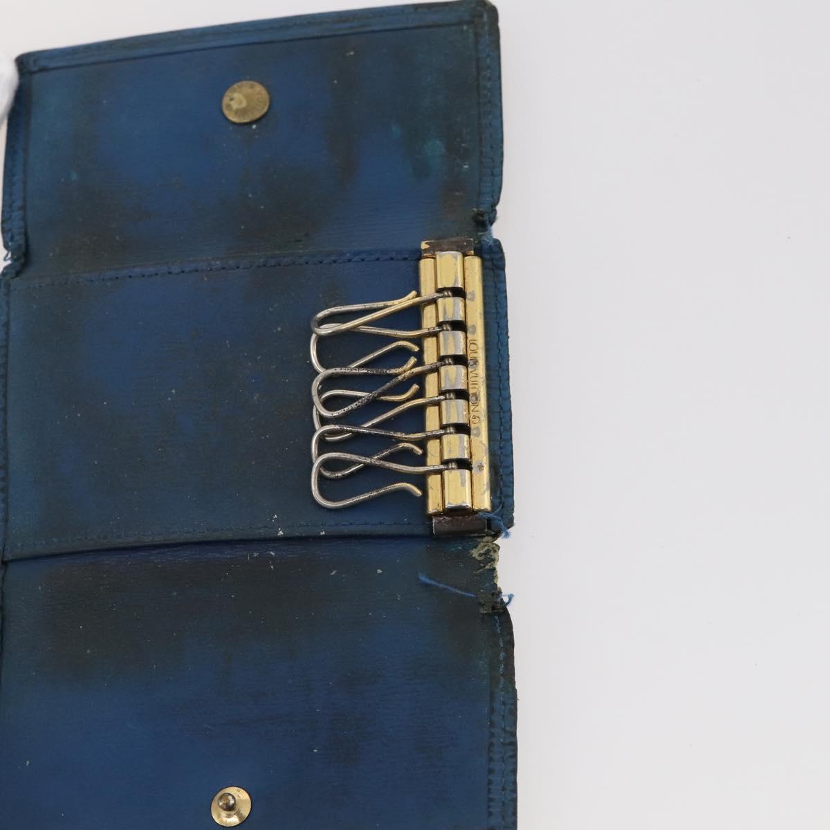 LOUIS VUITTON Epi Monogram Key Case Wallet 5 Set Blue LV Auth BA11175