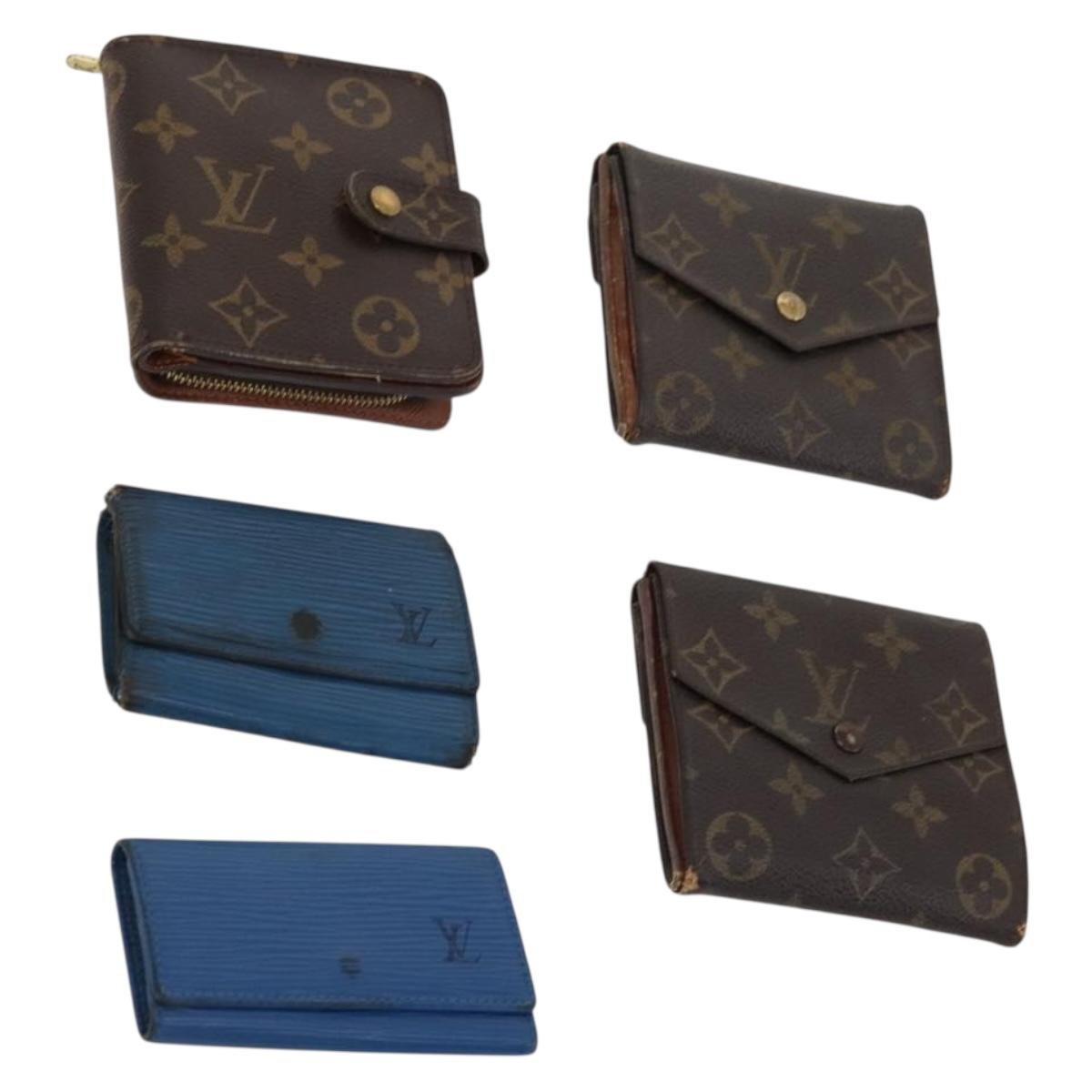 LOUIS VUITTON Epi Monogram Key Case Wallet 5 Set Blue LV Auth BA11175