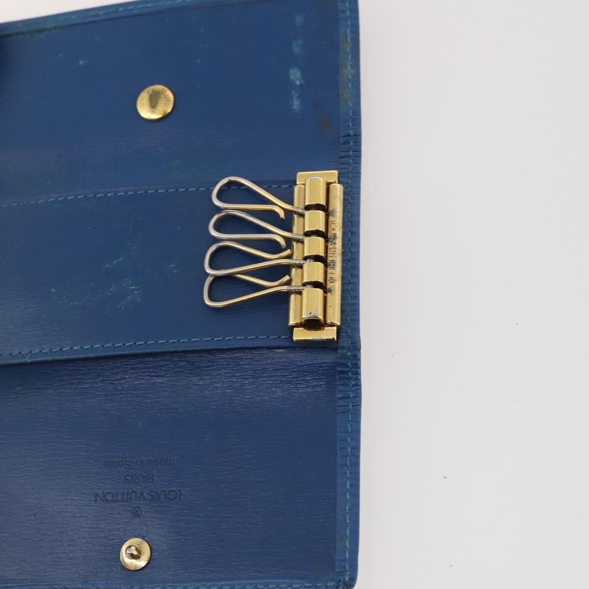 LOUIS VUITTON Epi Monogram Key Case Wallet 5 Set Blue LV Auth BA11175