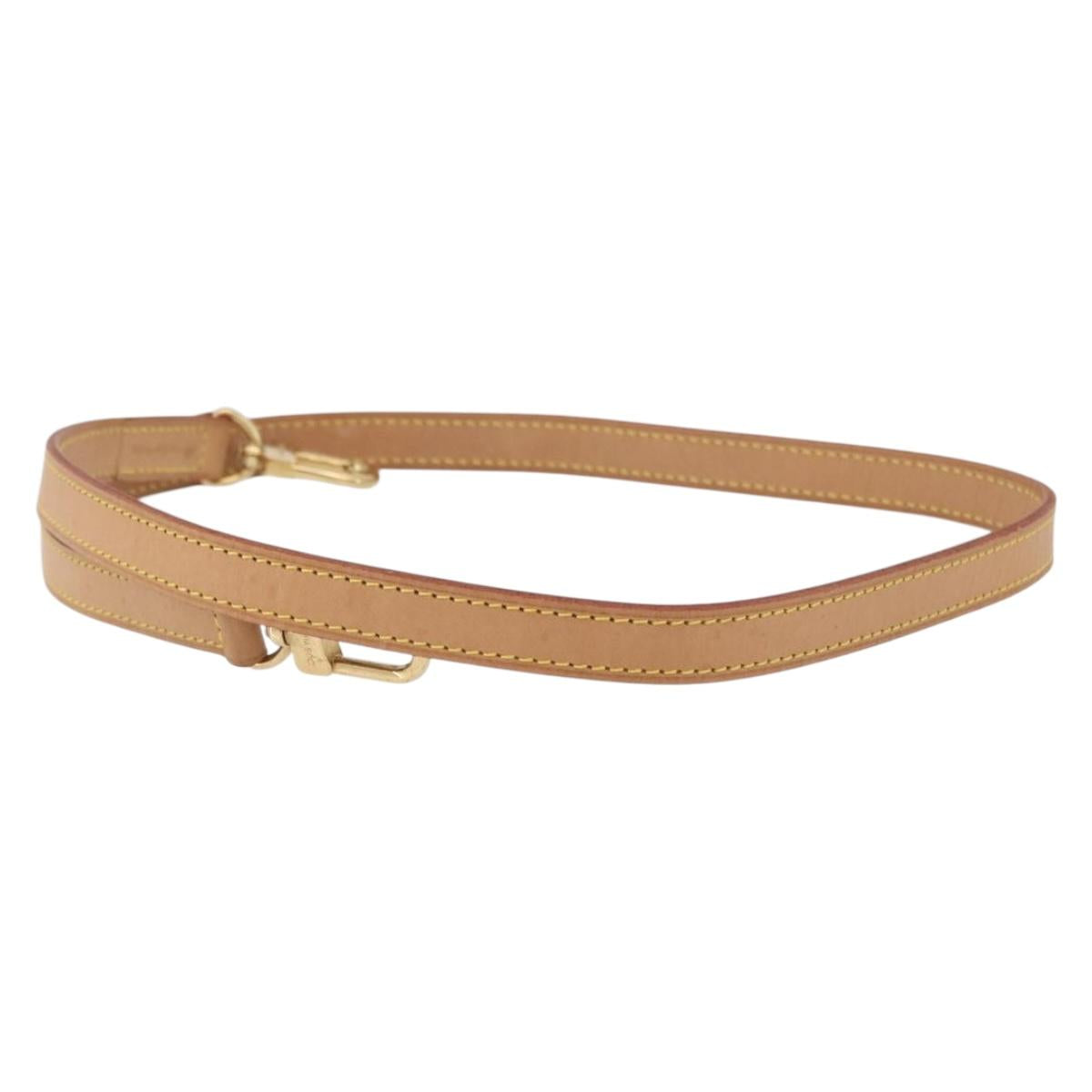 LOUIS VUITTON Shoulder Strap Leather 39.4"" Beige LV Auth BA11177